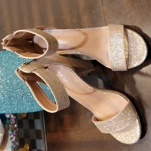 Top Moda Gold Glitter Block Heel